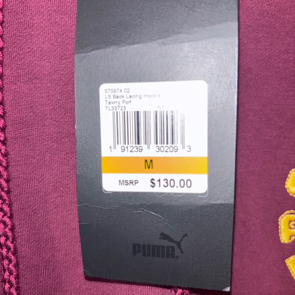 NWT Puma x Fenty Rihanna Women Medium Tawny Port Maroon Back Lacing Hoodie $130 - Picture 5 of 10